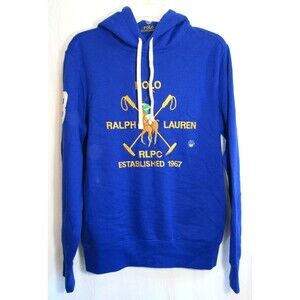 Polo Ralph Lauren Blue Embroidered Logo Horse Front #3 Hoodie Size Small NWT